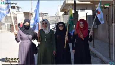 صورة حضور مكتب المرأة للحزب في البيان ضد جريمة الاحتلال التركي في كوباني